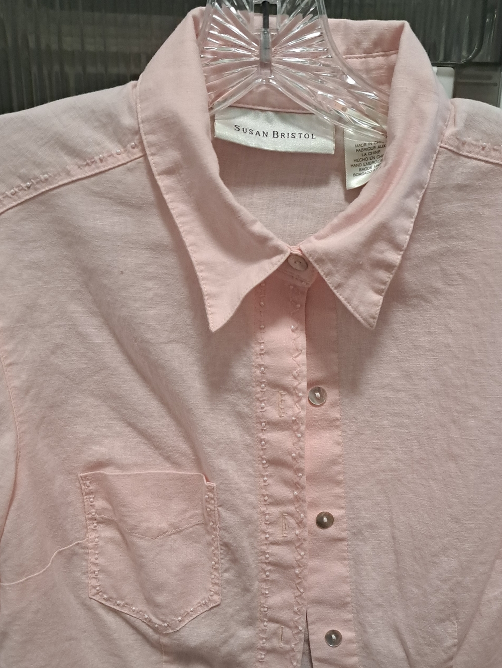 Susan Bristol Pale Pink Button-Front Shirt